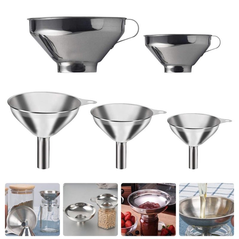 Stainless Steel Mini Funnels 5Pcs Wide Mouth for Kitchen Jam Oil Liquid Dispensing - Image 4